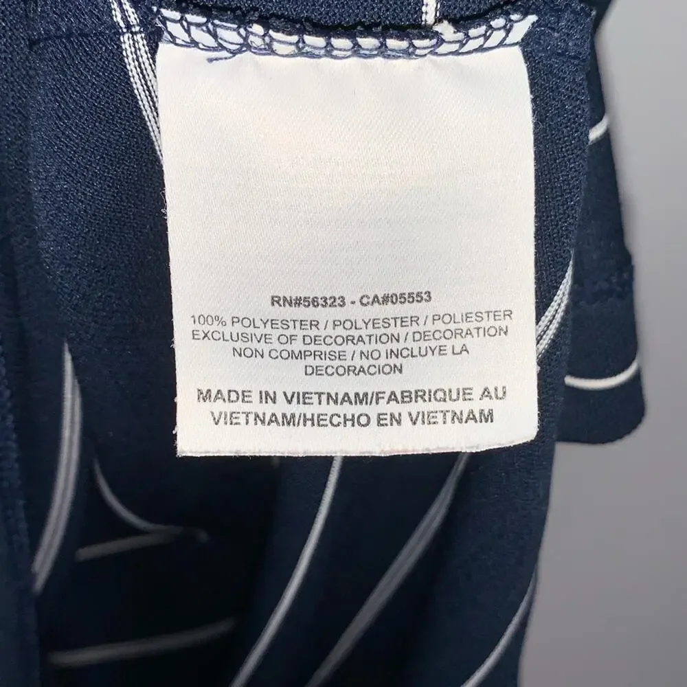 Nike golf dry fit polo shirt top navy blue w/ white stripes size L large B96
